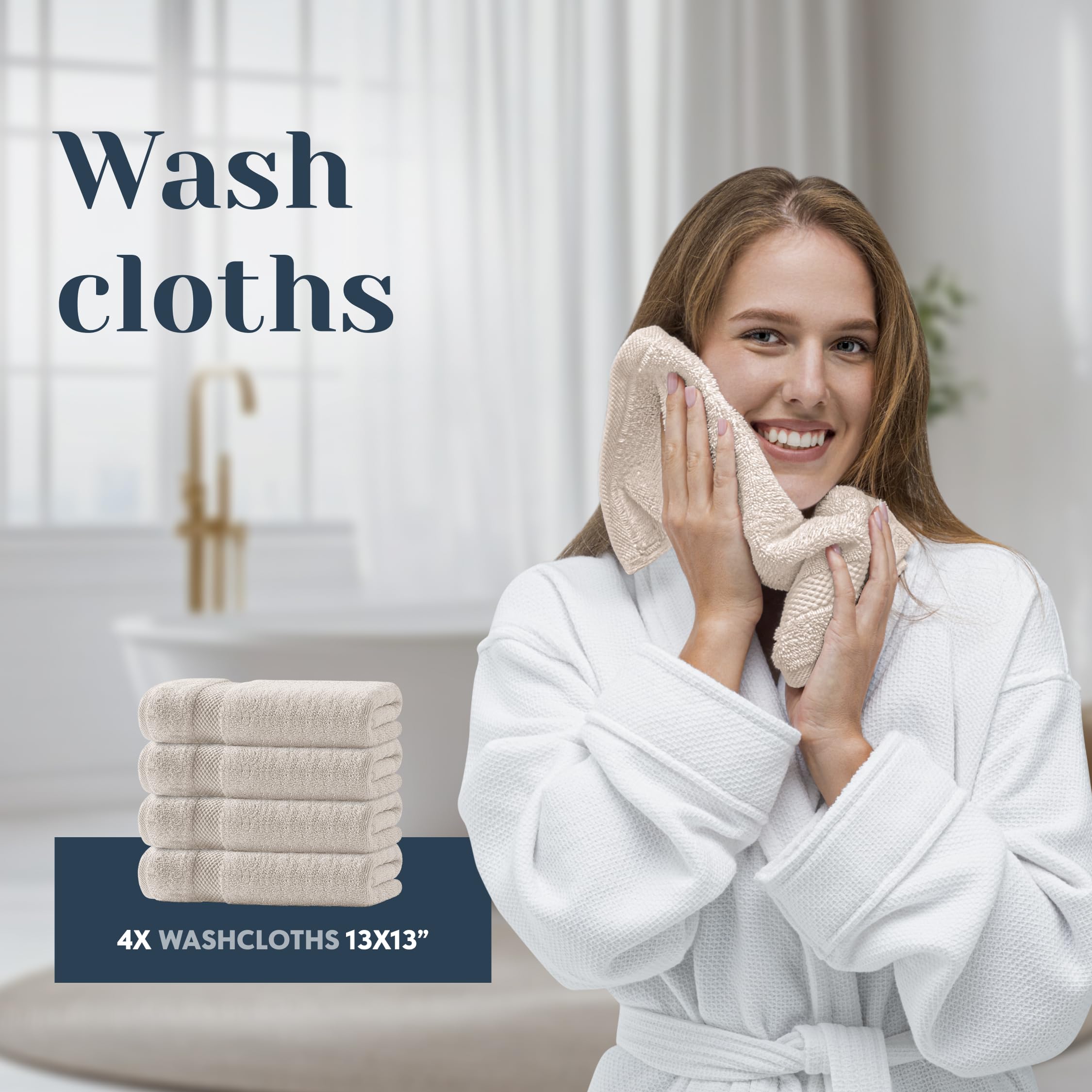 White Classic quick-drying Turkish cotton towels for daily use