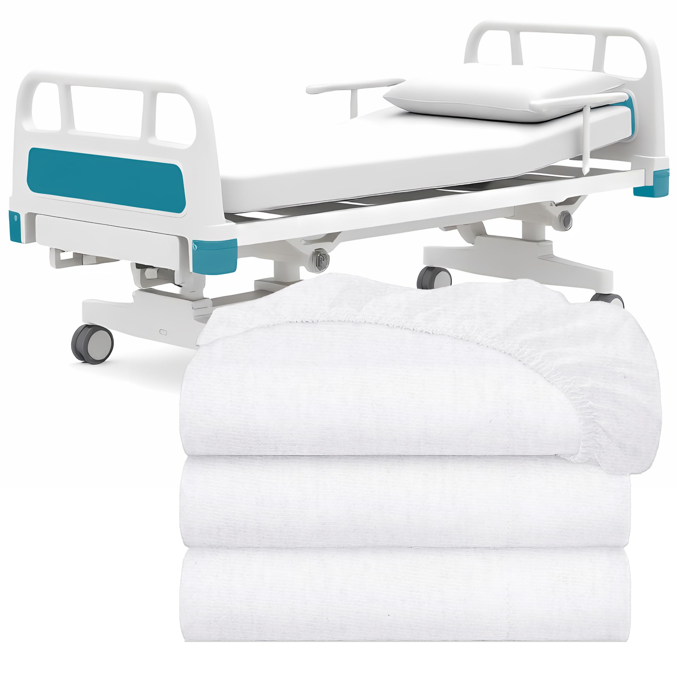 White Classic fitted sheets 3-pack for hospital beds, soft and durable.