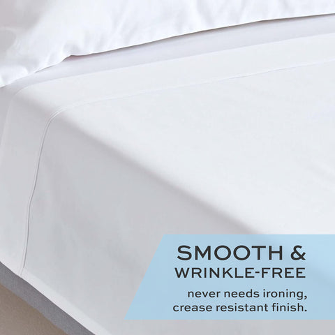 White Classic hotel-quality percale weave emphasizes durability and crisp white finish