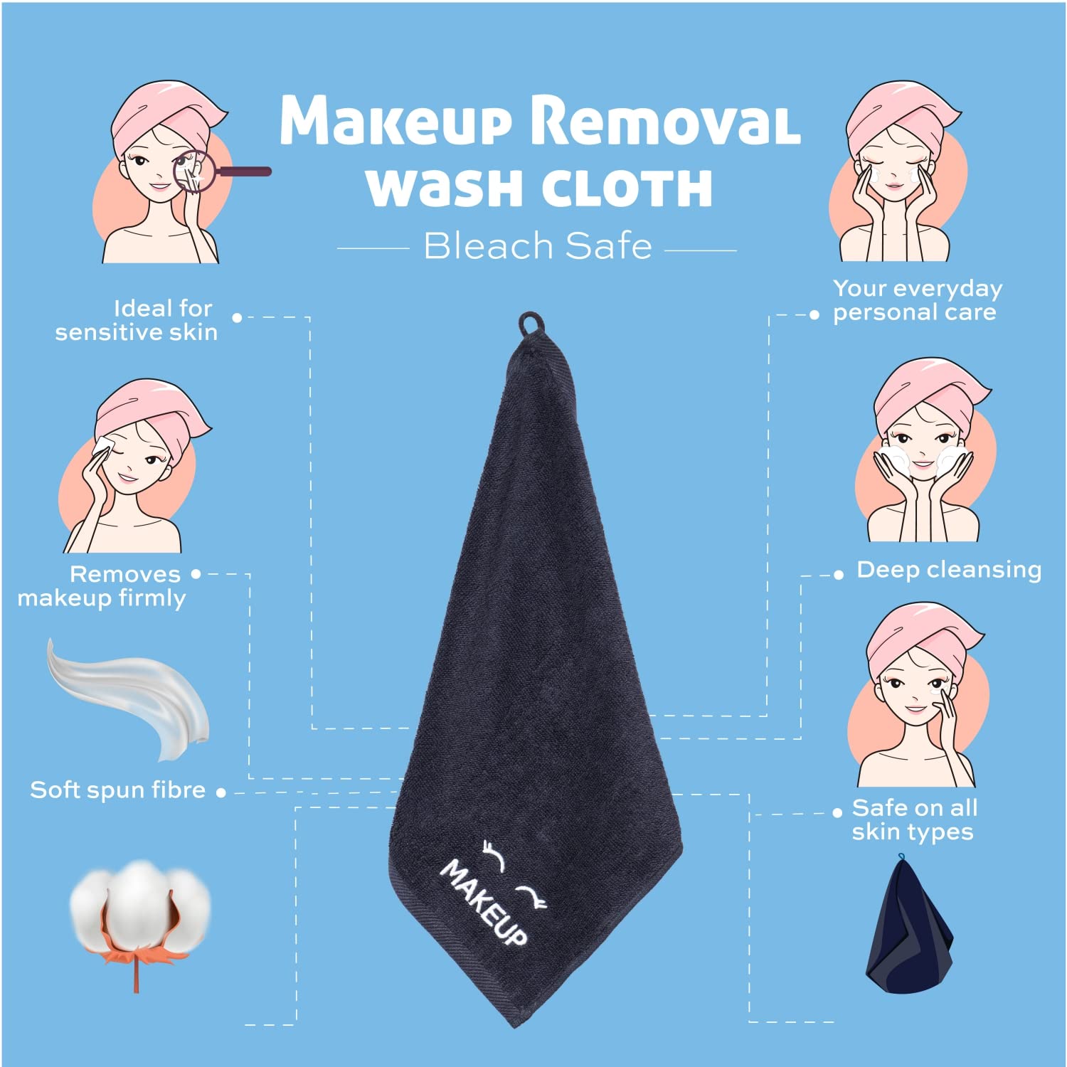 White Classic hotel-ready face towels for vacation rentals and premium guest care