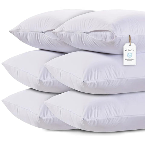 White Classic King pillow covers 6-pack packshot showing soft fabric