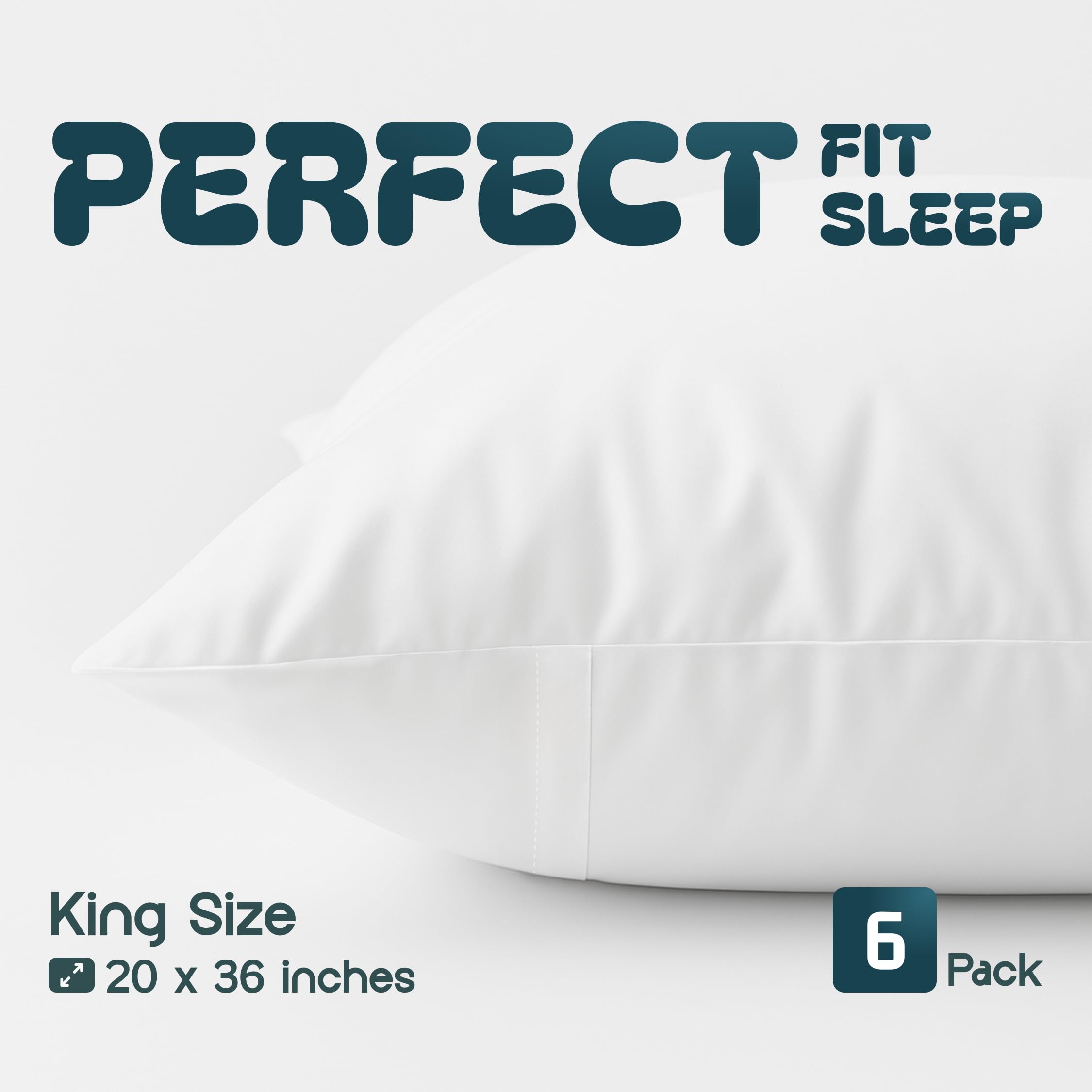White Classic King pillow covers closeup of 200-thread-count fabric for smooth, quiet sleep