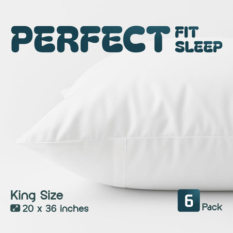 White Classic King pillow covers closeup of 200-thread-count fabric for smooth, quiet sleep