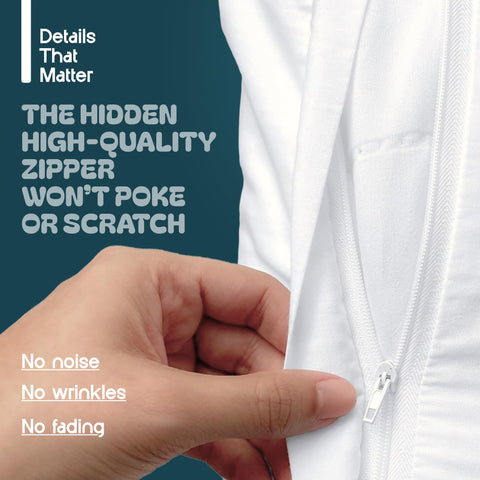 White Classic King pillow covers envelope closure demo illustrating neat fit