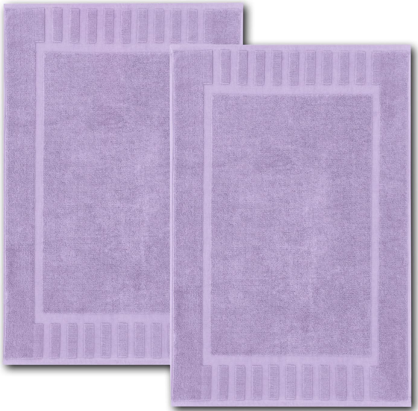 White Classic Lavender bath mat showing plush absorbency for post-shower comfort.