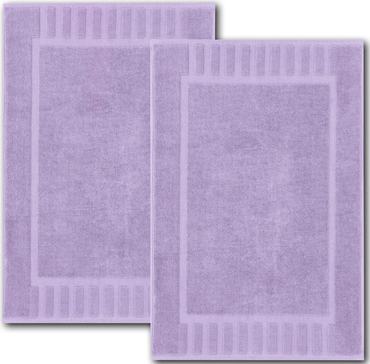 White Classic Lavender bath mat showing plush absorbency for post-shower comfort.