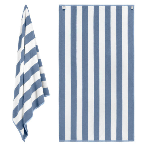 White Classic Light Blue travel towel close-up highlighting 500gsm cotton softness