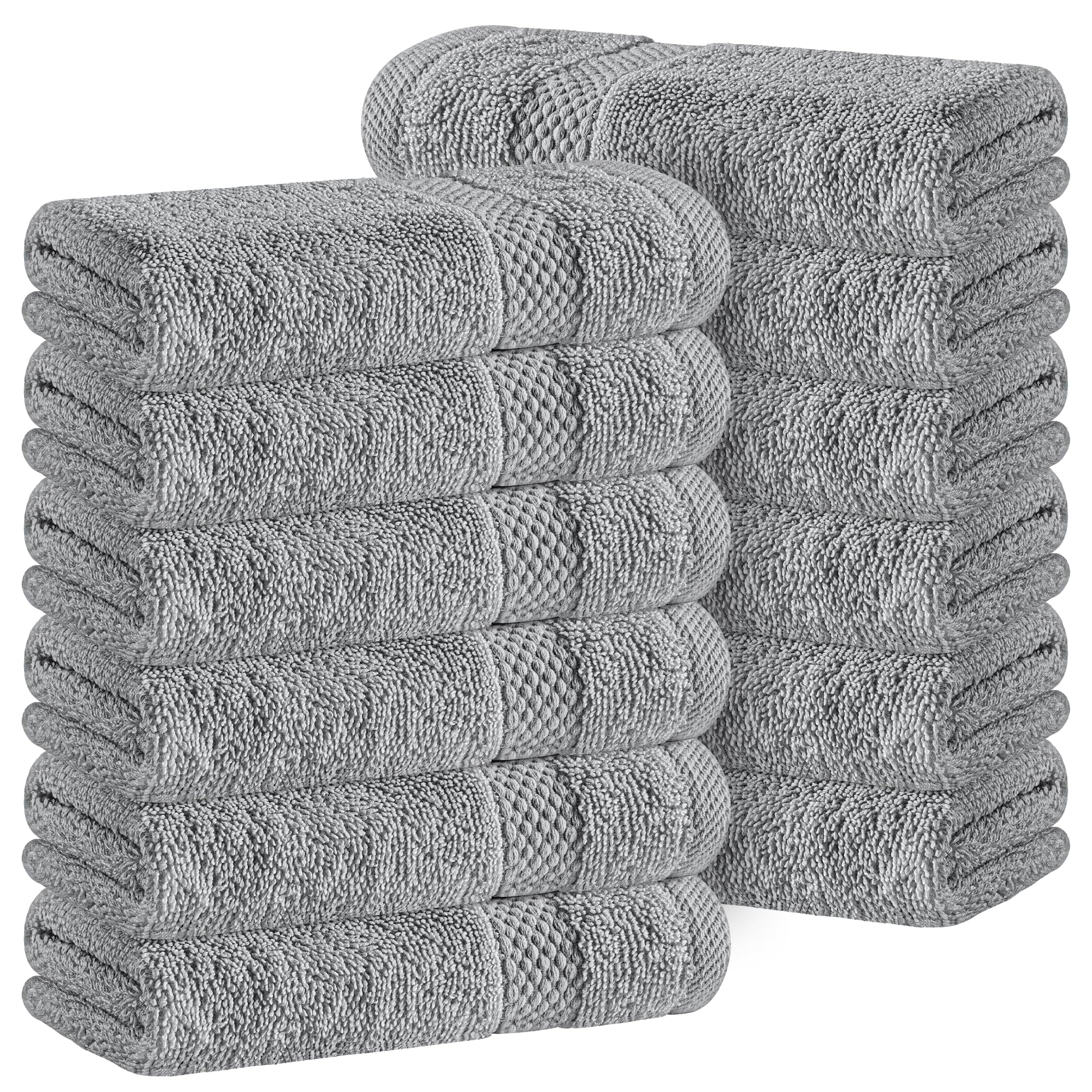 White Classic light grey washcloth closeup showing plush cotton and absorbency