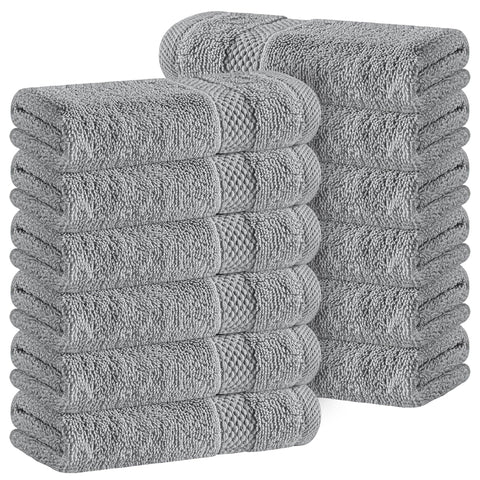 White Classic light grey washcloth closeup showing plush cotton and absorbency