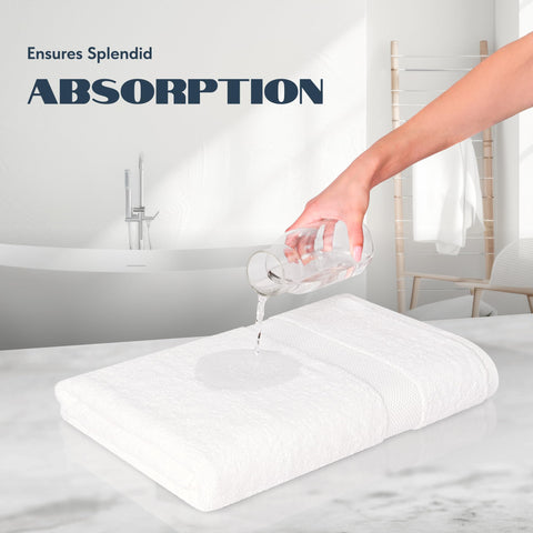 White Classic lint-free bath sheets keep surfaces clean and smooth after use.