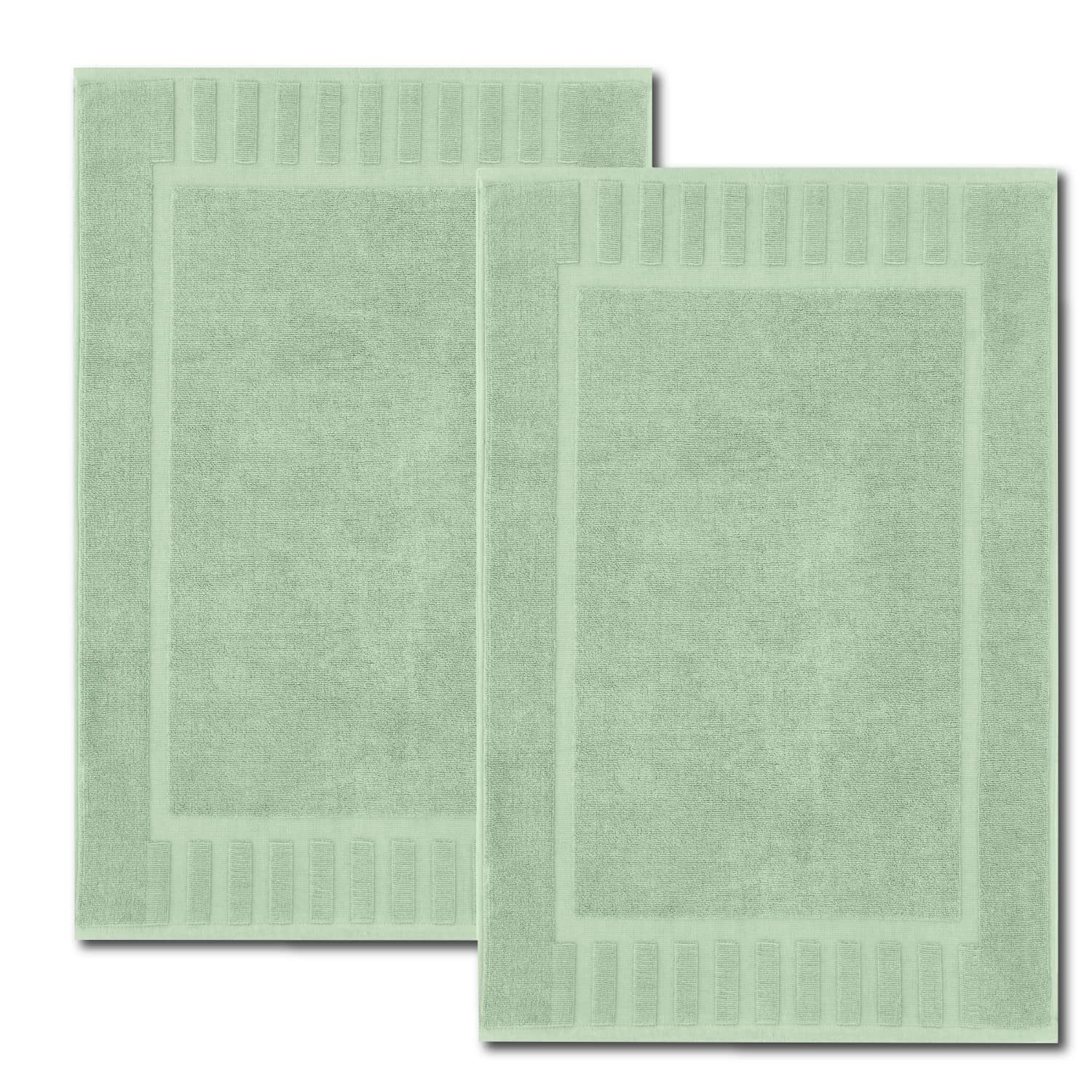 White Classic luxury bath mat in green, 22x34, 2-pack for spa-like comfort.