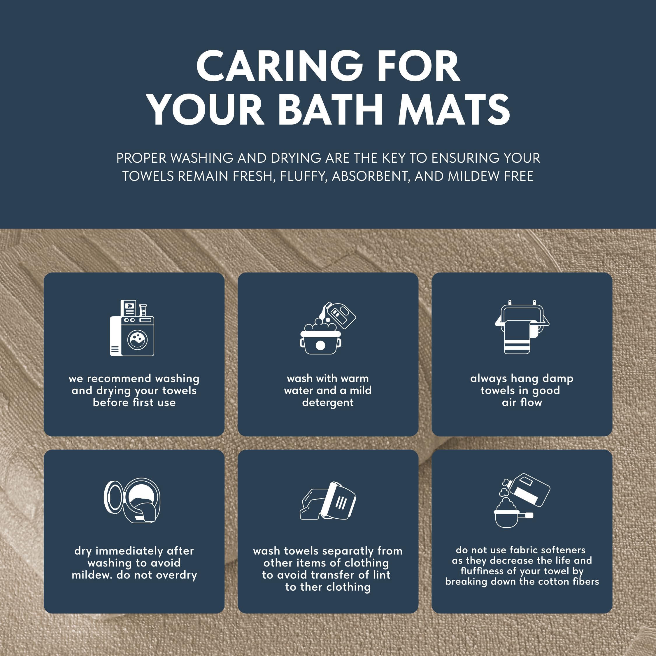 White Classic 2-pack taupe bath mats ready for shared spaces.