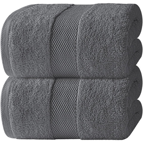White Classic luxury bath sheet 35x70 dark grey 2-pack for hotel-like comfort.