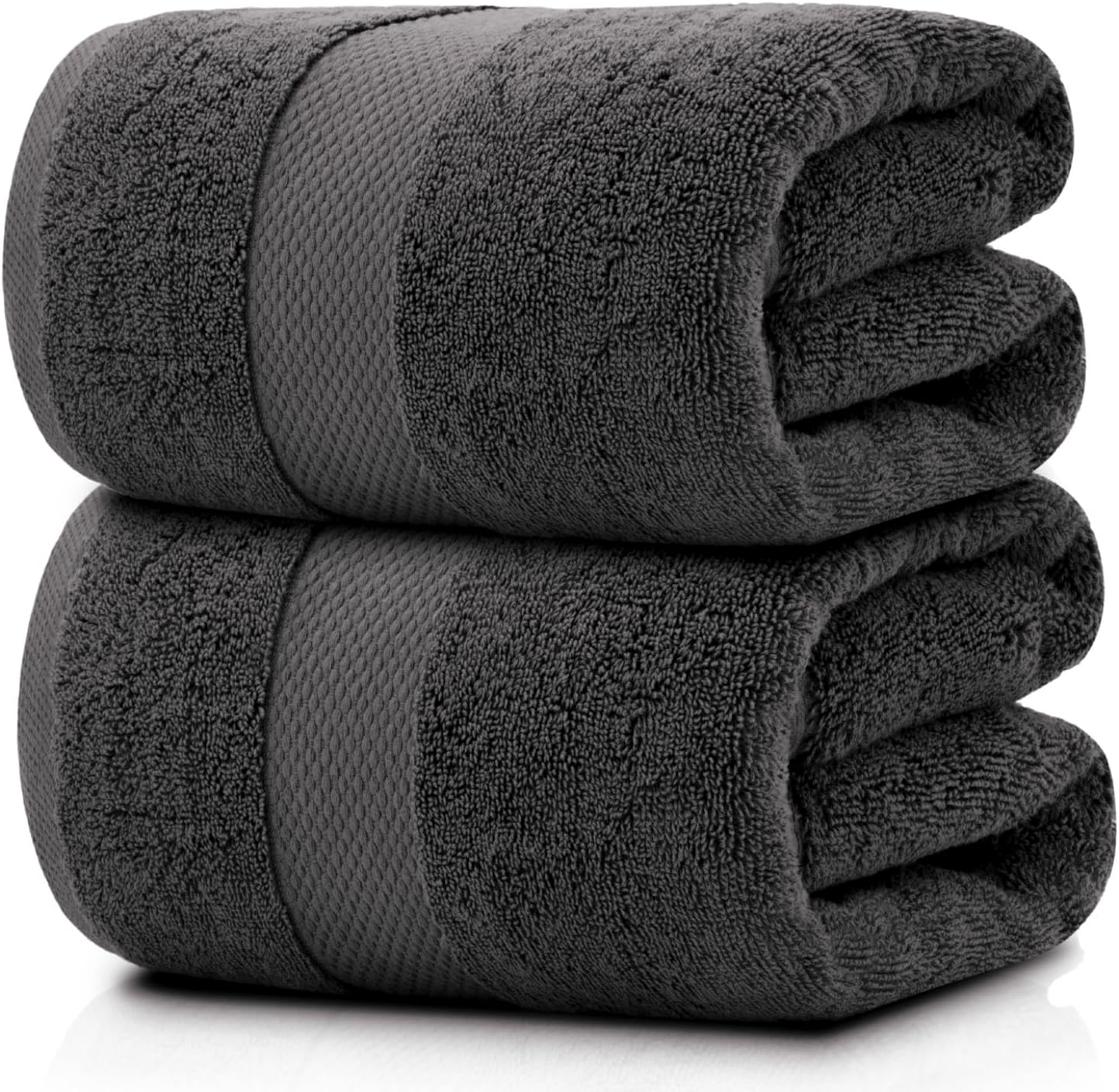 White Classic luxury bath sheet with charcoal gray color, 35x70 inches.