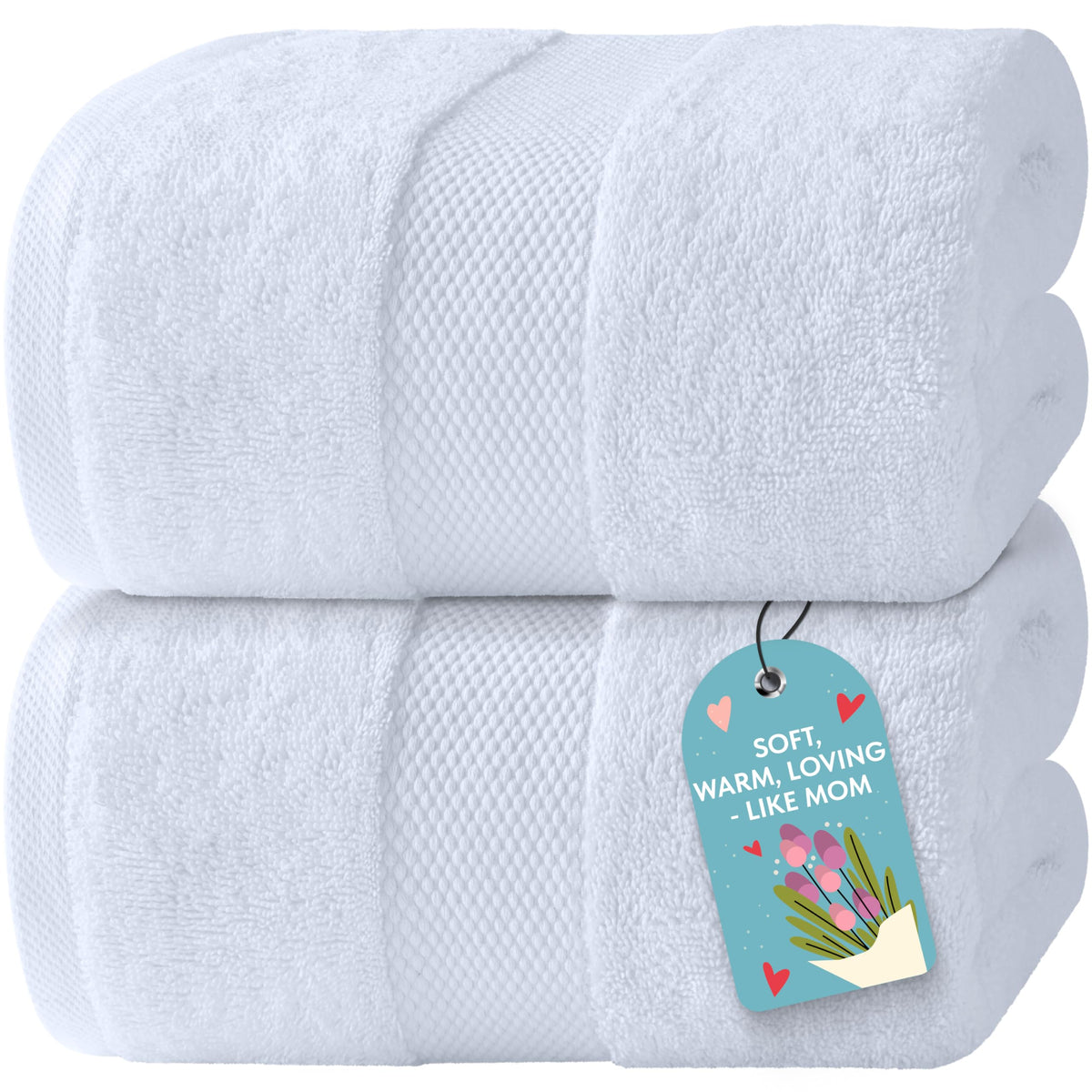 White Classic luxury bath sheets 35x70 deliver plush softness for a home spa feel.