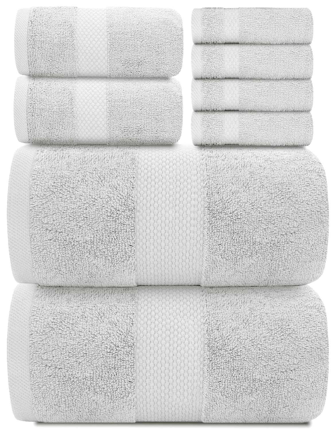 White Classic luxury bath towel 27x54 on display, highly absorbent Turkish cotton