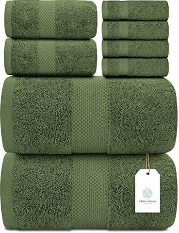 White Classic luxury bath towels close-up texture shows plush softness and high absorbency.