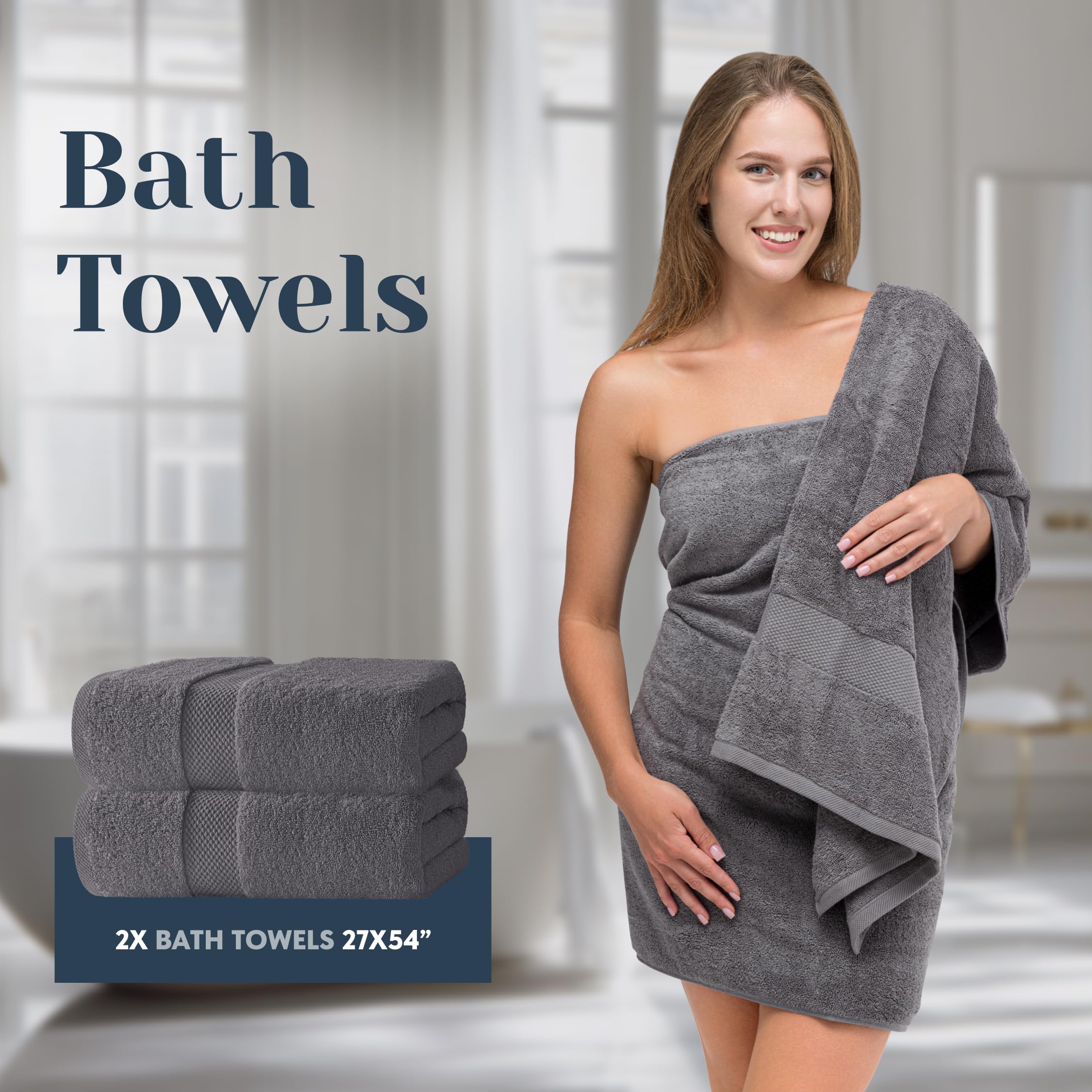 White Classic towel weave highlights reinforced edges for durability