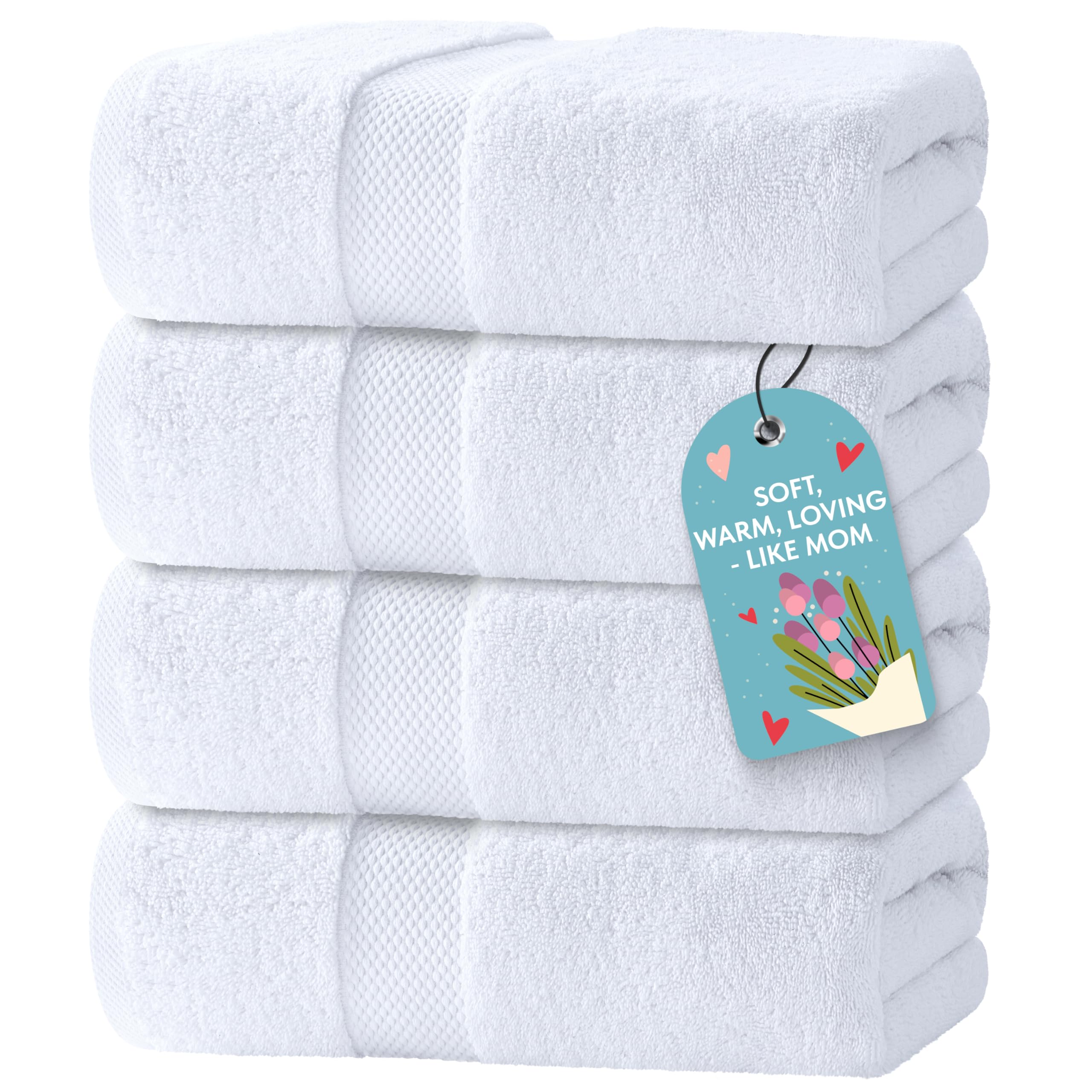 White Classic luxury bath towel set of four for spa-like bathroom