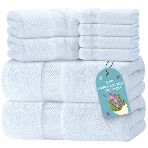 White Classic luxury bath towels showcase plush absorbent fabric for spa-like bathroom routine