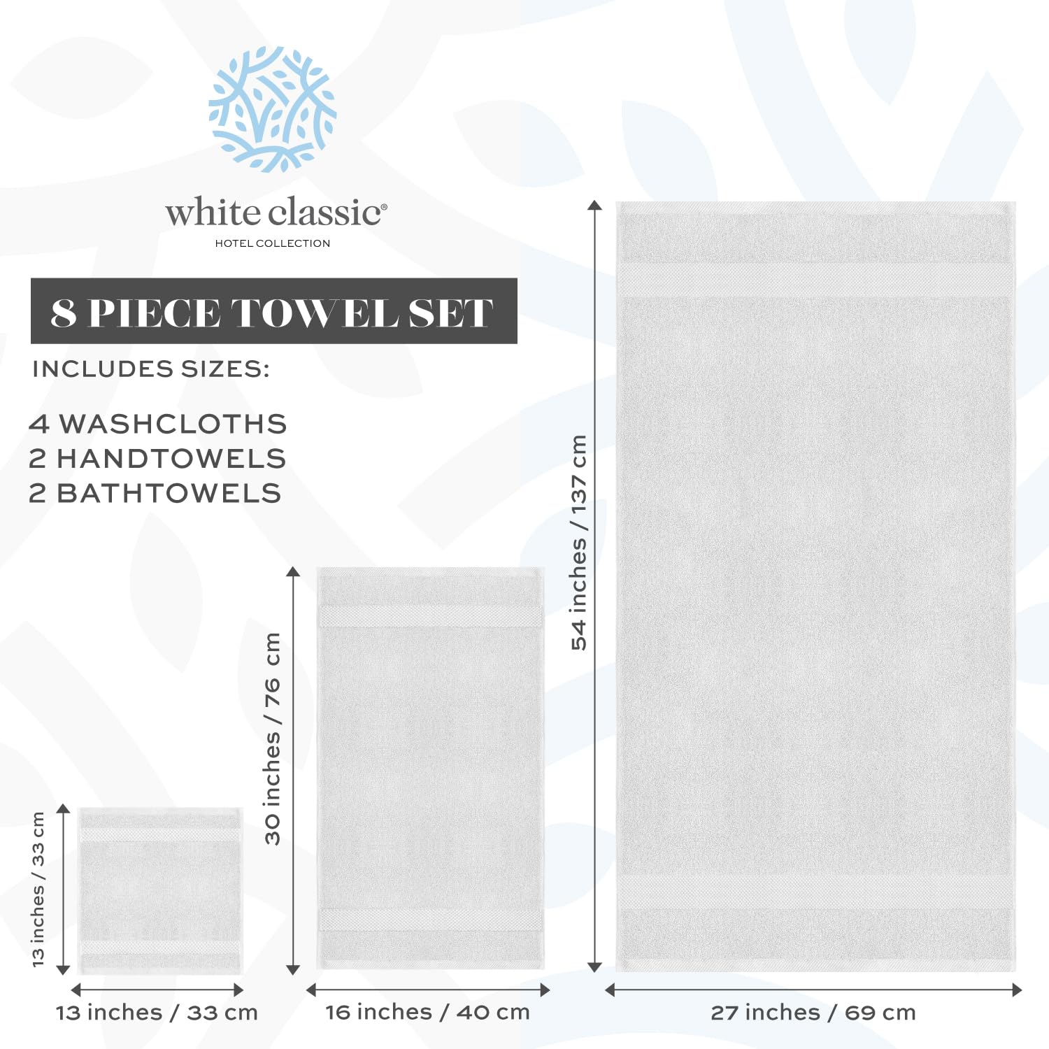 White Classic hand towel close-up fabric texture, durable double-needle stitching visible
