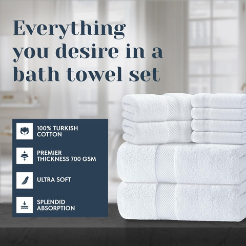 White Classic luxury hand towels highlight soft, quick-drying fibers for daily drying