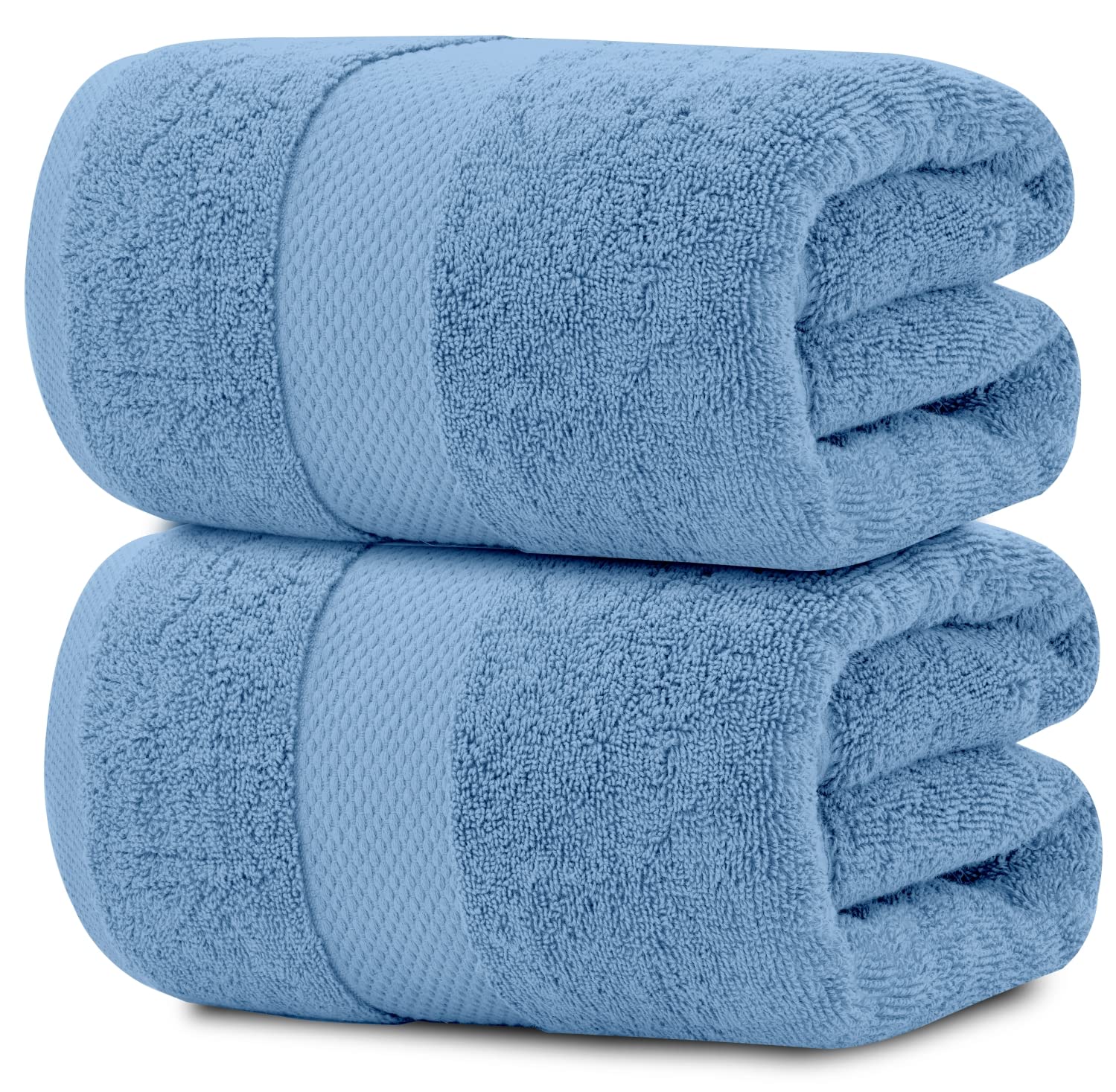 White Classic luxury bath sheet 35x70 in light blue for spa-like comfort.