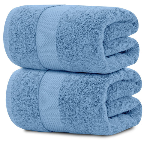 White Classic luxury bath sheet 35x70 in light blue for spa-like comfort.