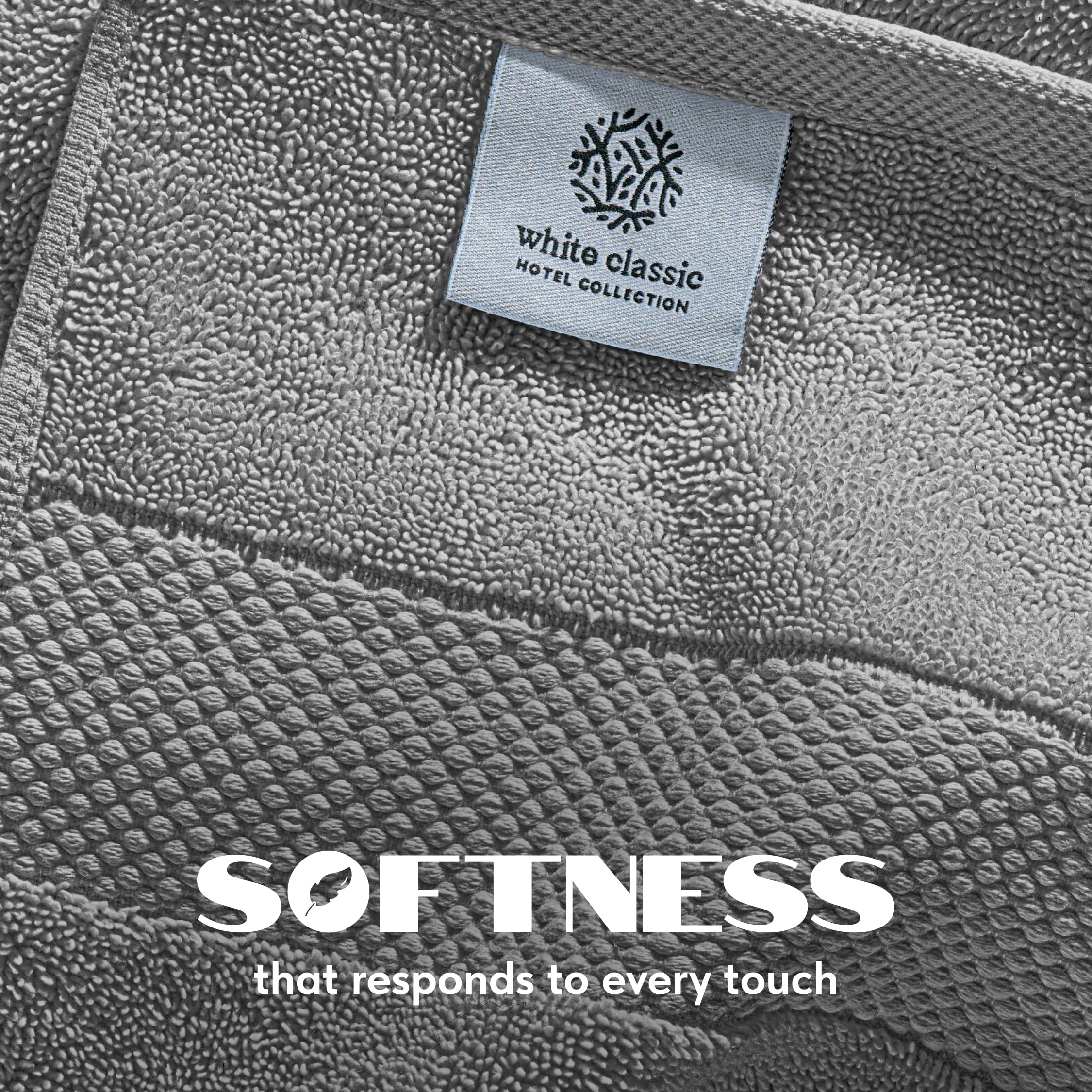Close-up of White Classic 700 GSM cotton showing dense pile