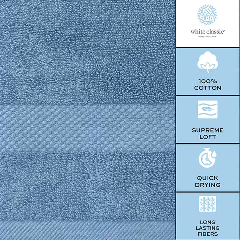 White Classic light blue towels in a two-pack for daily use.