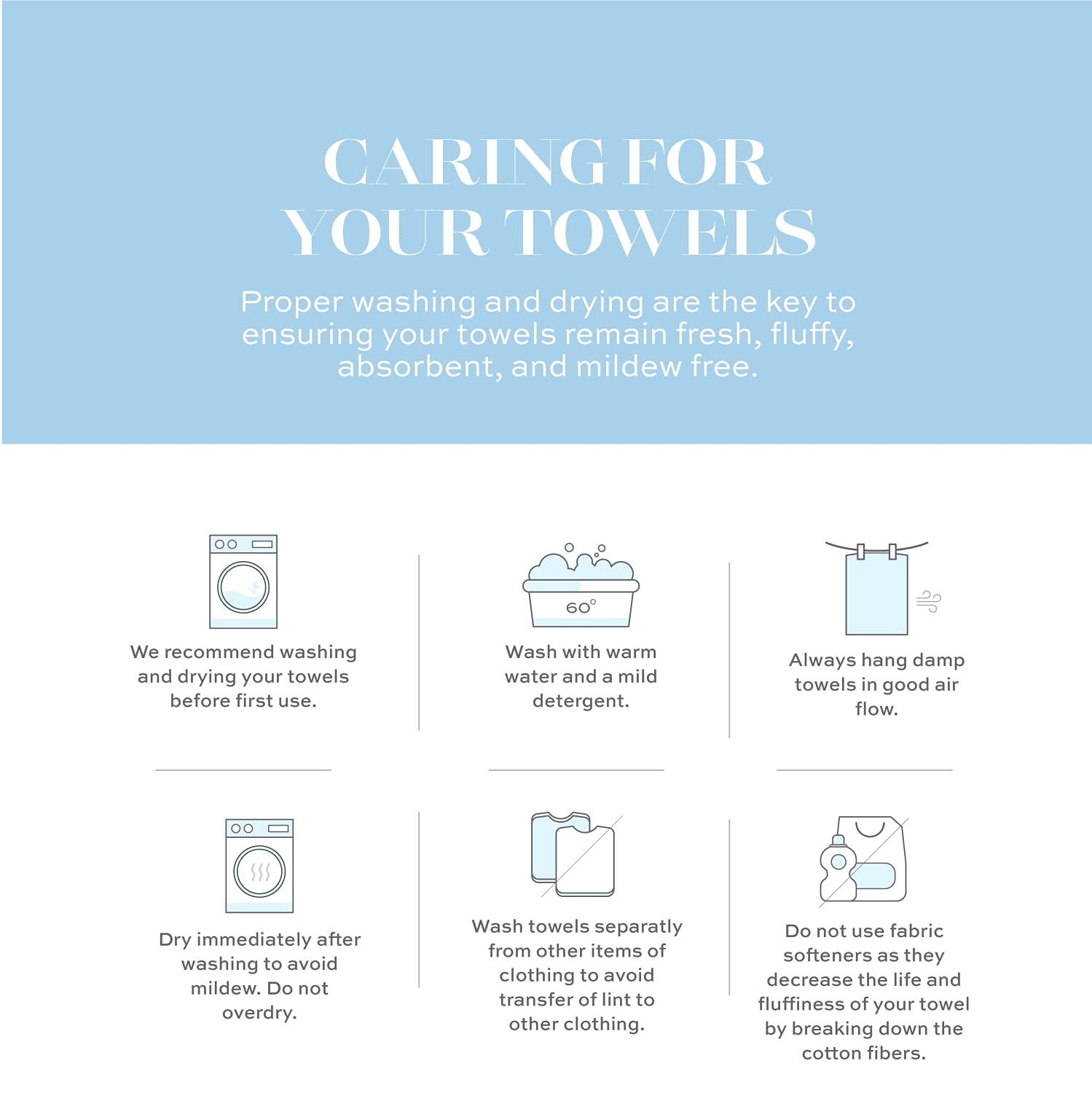 White Classic machine-washable towels simplify home care and maintenance.