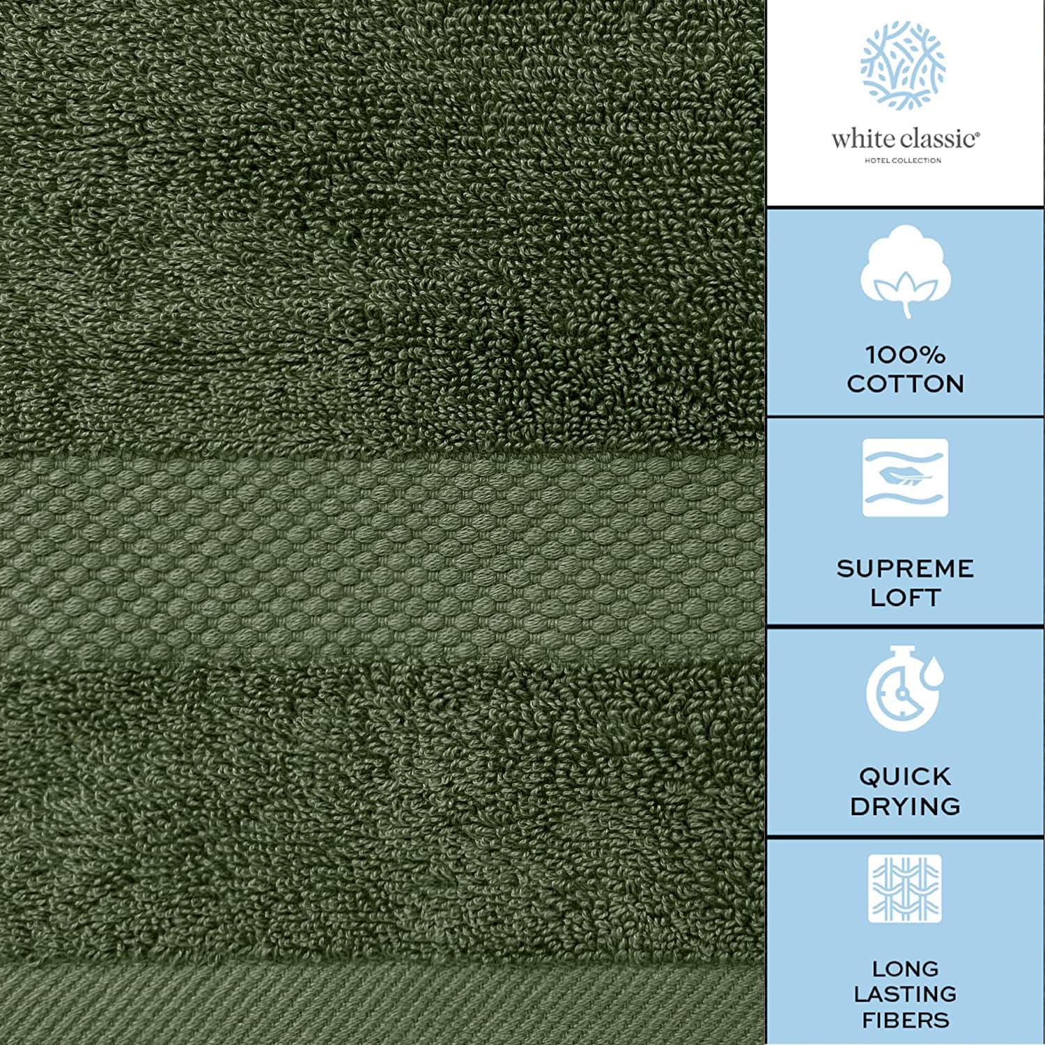 White Classic machine-washable towels ready for everyday use
