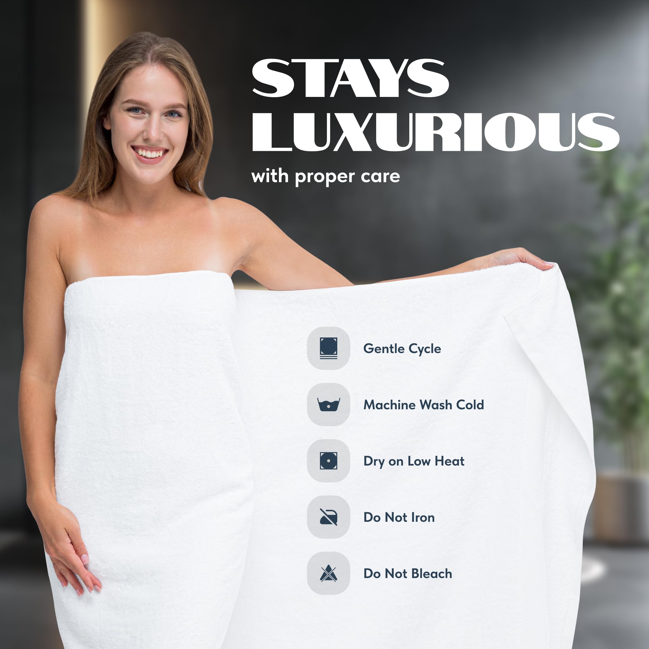 White Classic machine-washable towels simplify home laundry care.
