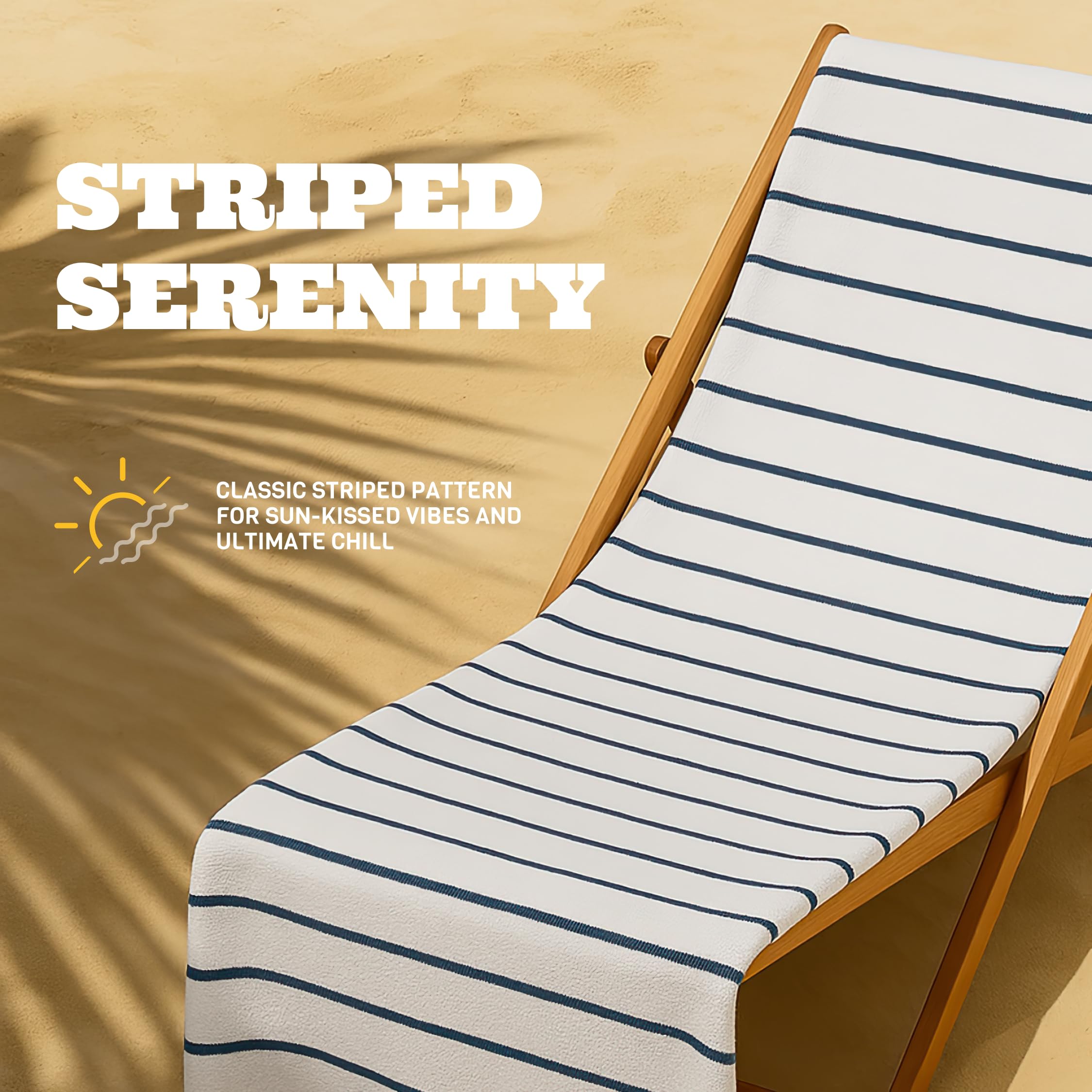 White Classic navy blue striped design towels for durable color and style