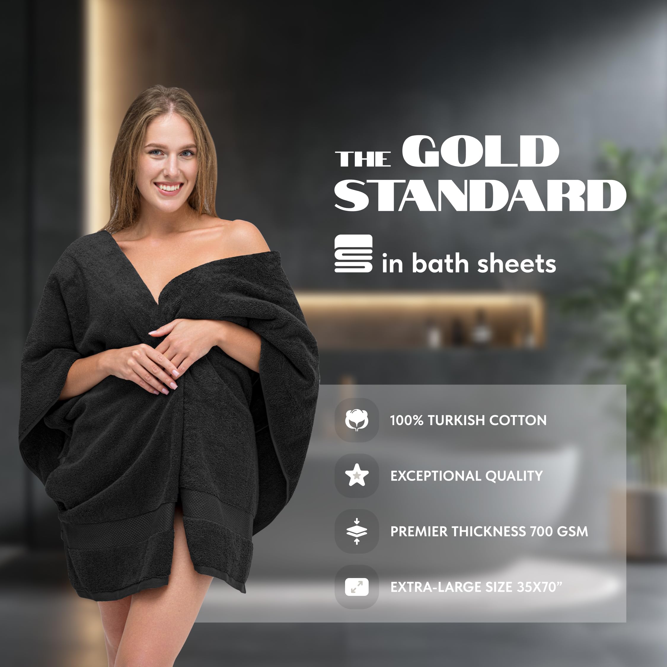White Classic oversized towel with reinforced edge stitching for durability