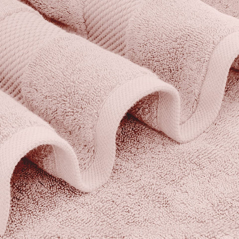 White Classic Pink bath sheet absorbent fabric for fast drying and comfort.