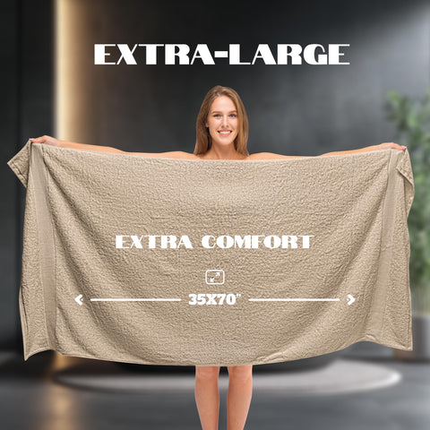 White Classic extra-large towels offer lint-free comfort after showers and baths