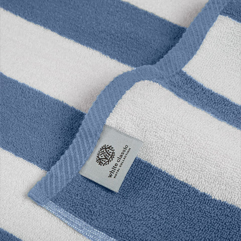 White Classic quick-dry beach towel in light blue ready for use