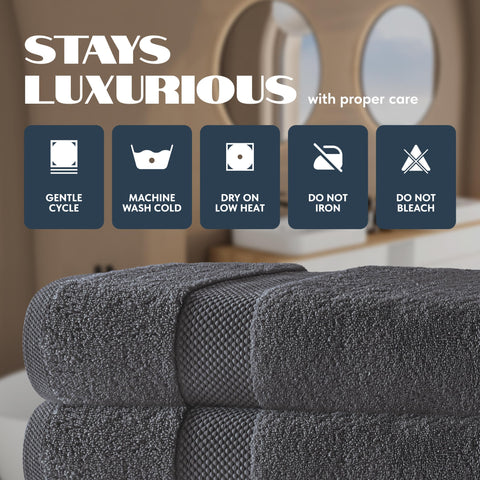 White Classic set of 4 gray towels ready for guest or master baths.