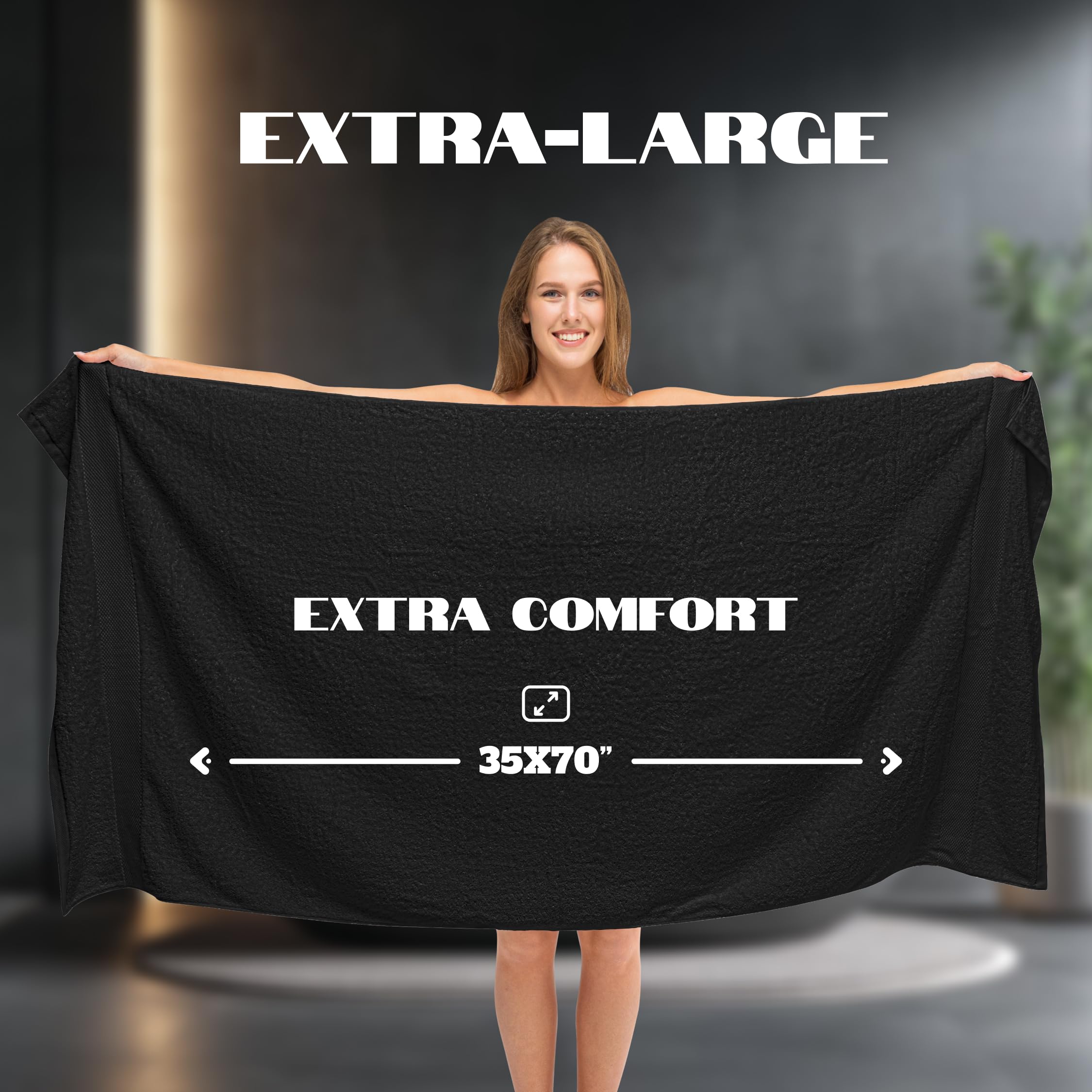 White Classic shed-resistant towel with double-needle stitching resists fraying