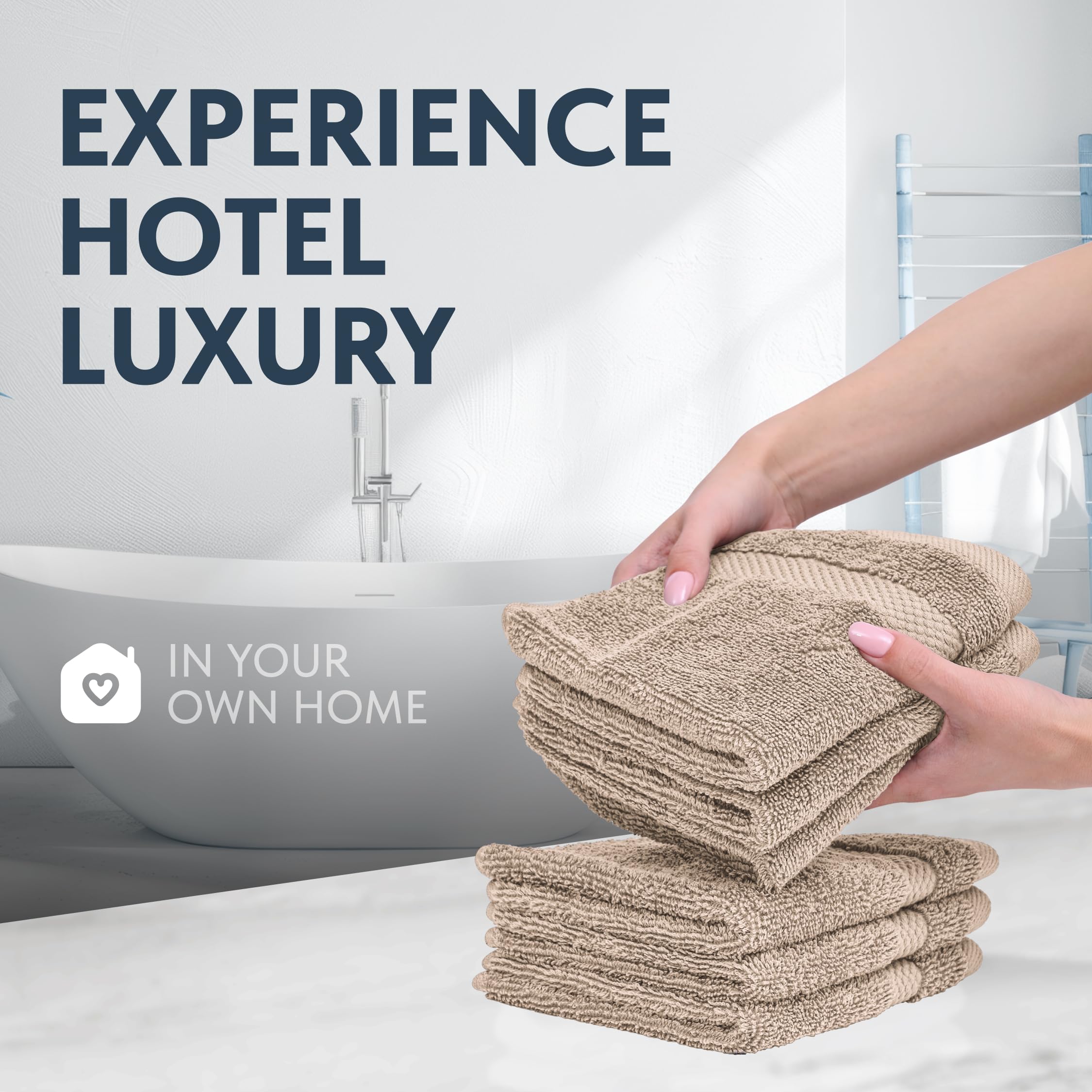 White Classic 650 GSM cotton washcloths absorb moisture quickly after showers.
