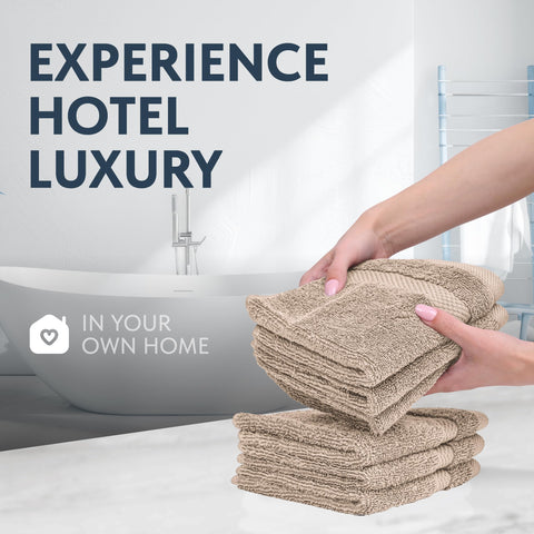 White Classic 650 GSM cotton washcloths absorb moisture quickly after showers.