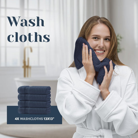 White Classic navy bathroom towels for a hotel-grade, elegant bathroom upgrade