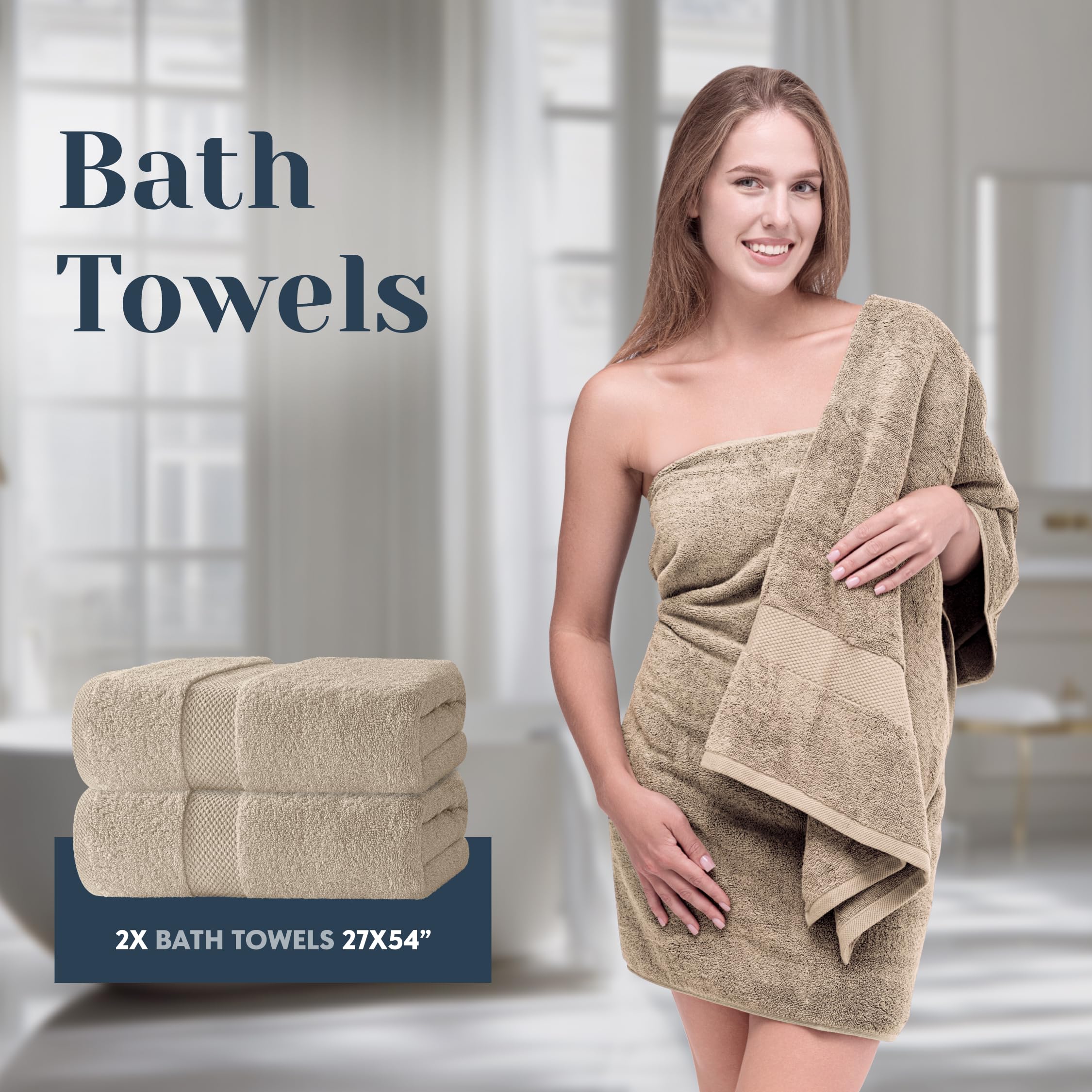 White Classic towels hanging to demonstrate quick-dry performance after a shower