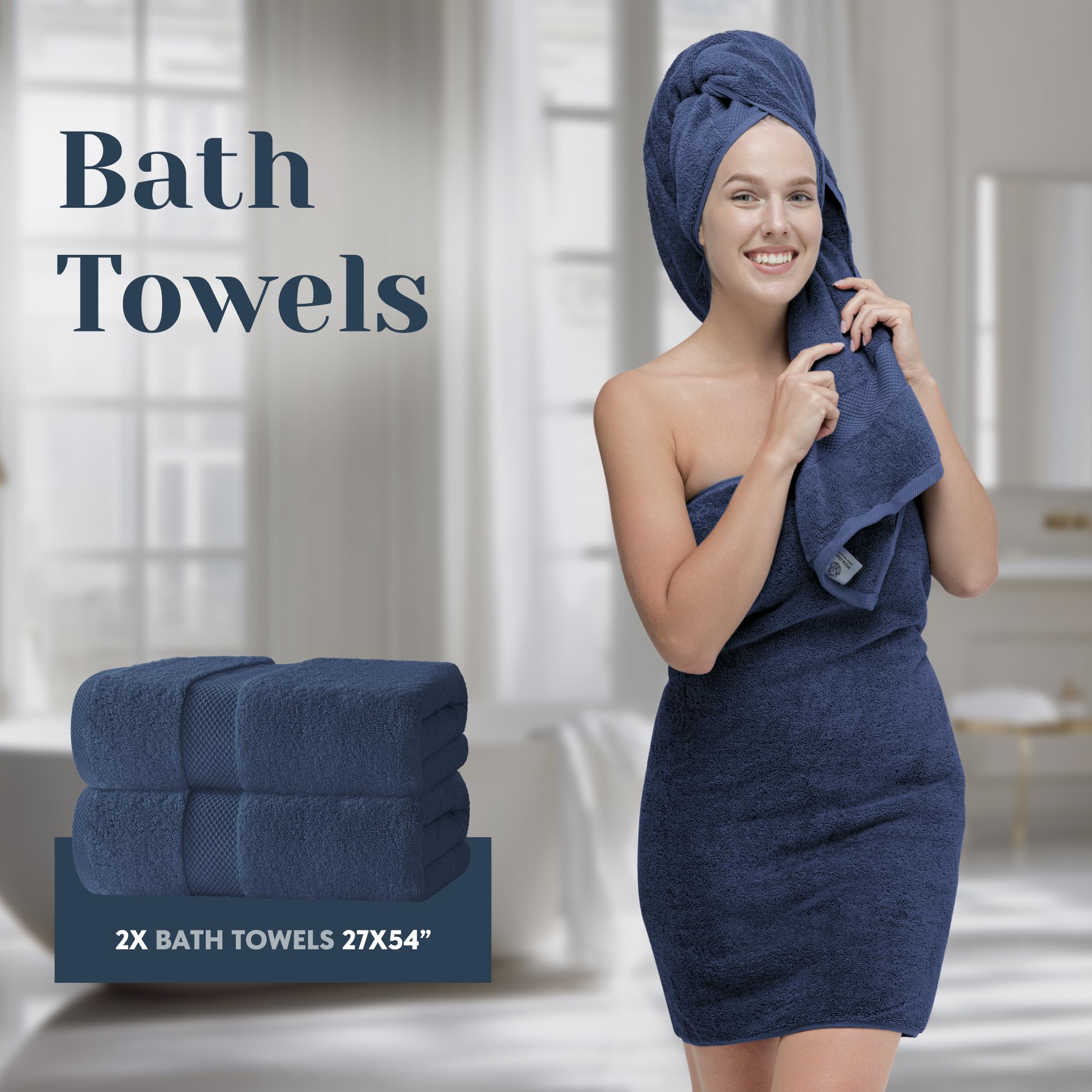 White Classic Turkish cotton towels provide high absorbency and quick dry performance