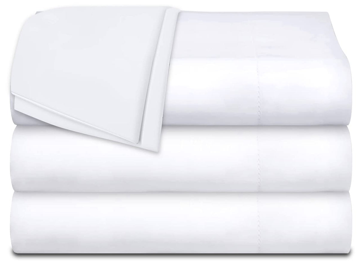 White Classic twin flat sheets 66x104 in 3-pack for easy bedding refresh