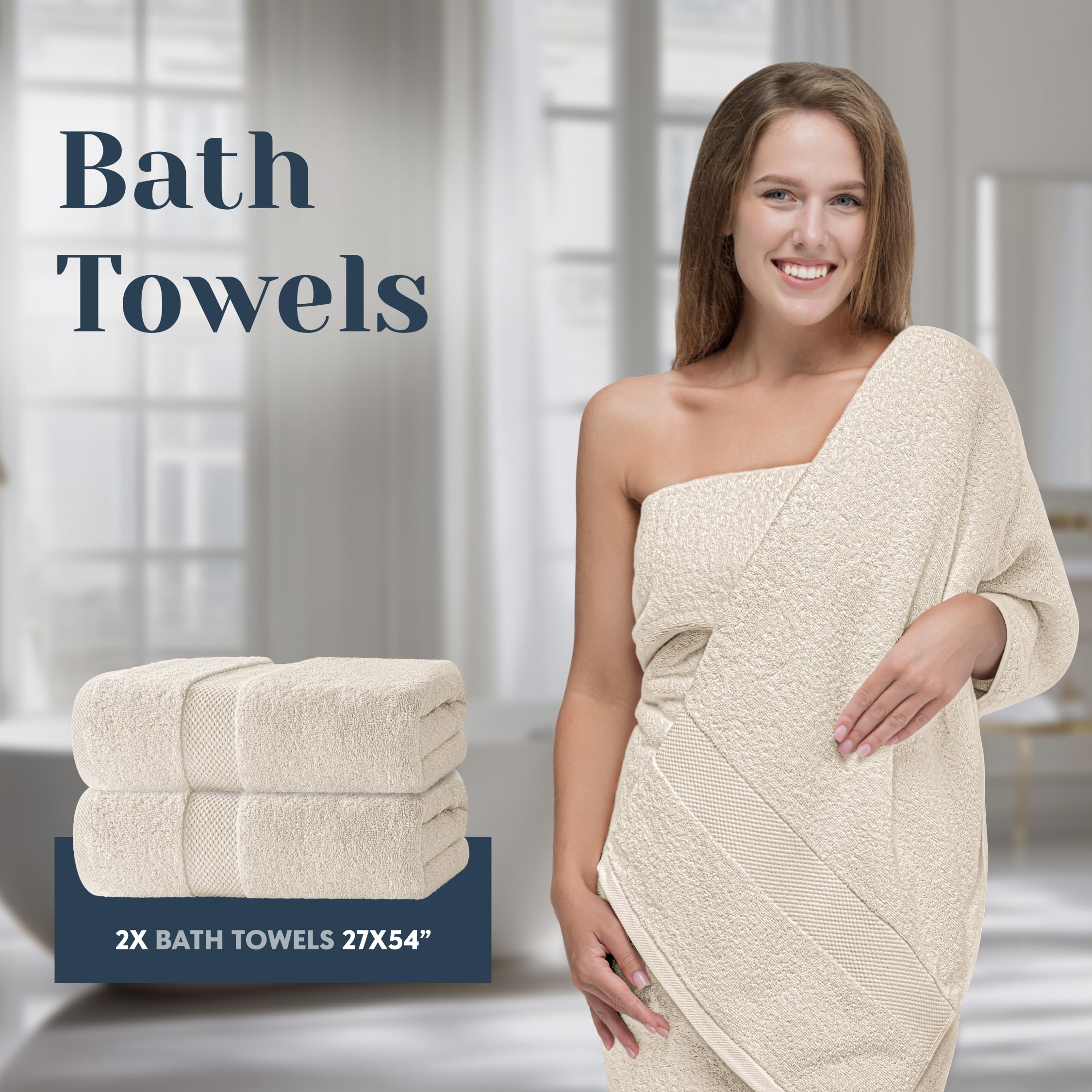 White Classic washcloth 13x13 ivory lint-free plush feel