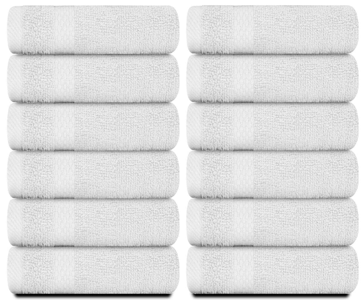 Close-up of White Classic 650 GSM cotton, durable surface and quick-dry feel.
