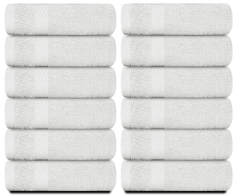 Close-up of White Classic 650 GSM cotton, durable surface and quick-dry feel.