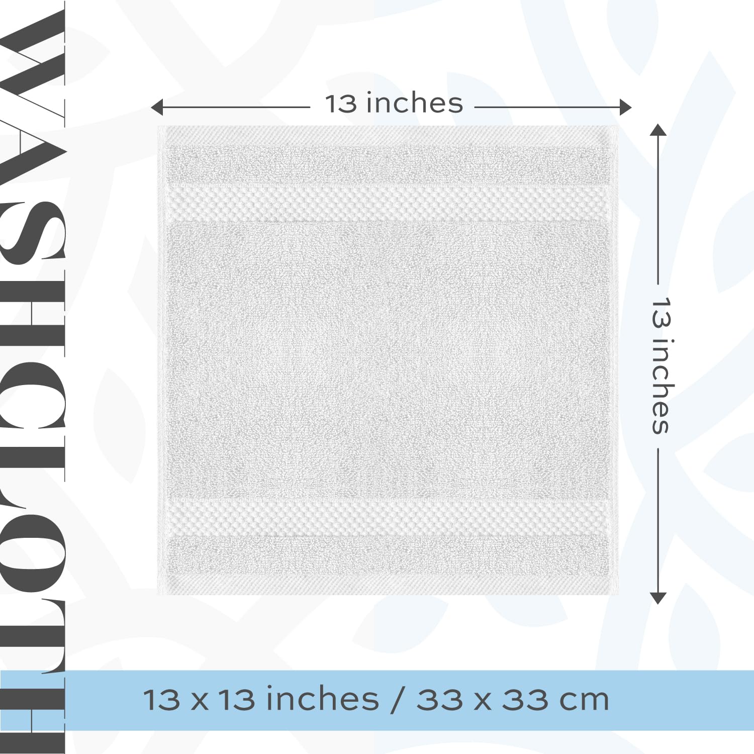 White Classic washcloths with reinforced double-stitched edges for longevity.